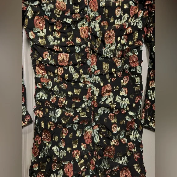 Veronica Beard Magg Floral Roses Ruched Silk Dress 6 - Picture 10 of 12